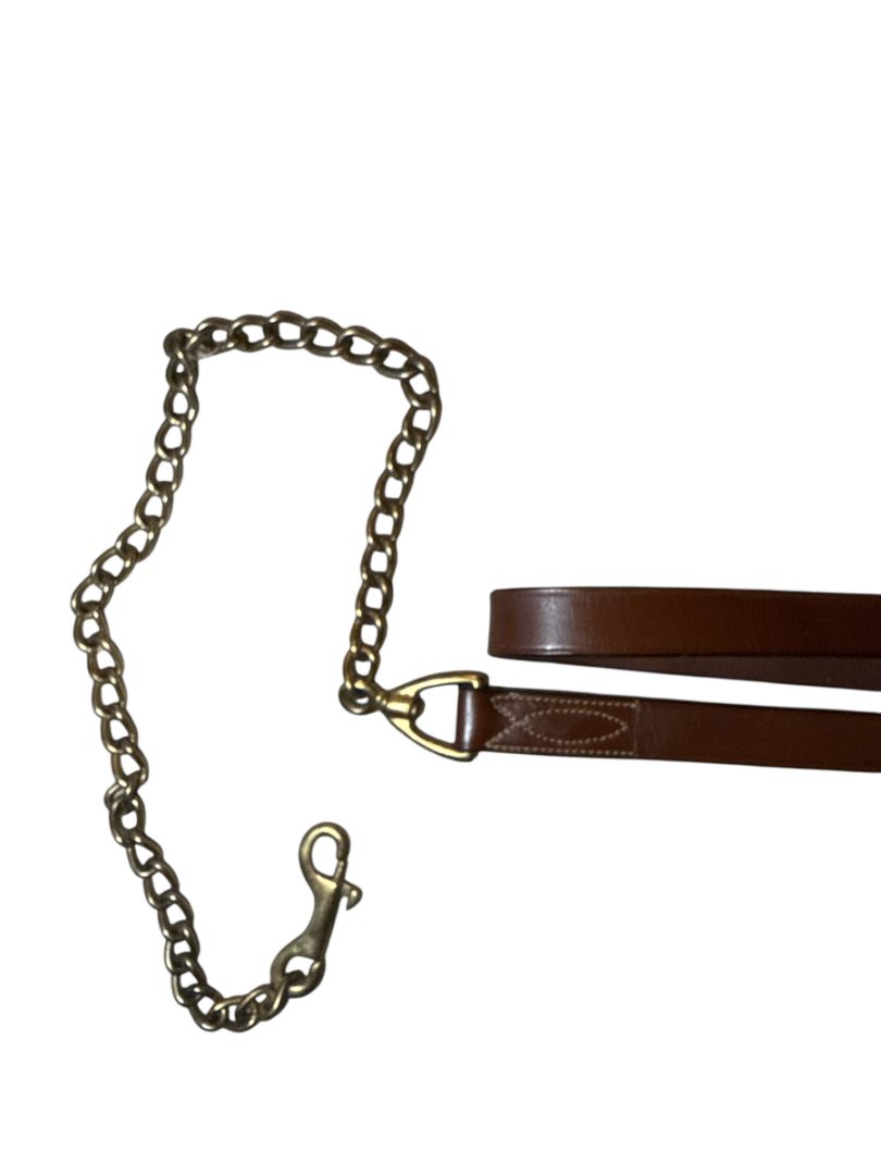 Flat Leather Lead with Stud Chain - 1"