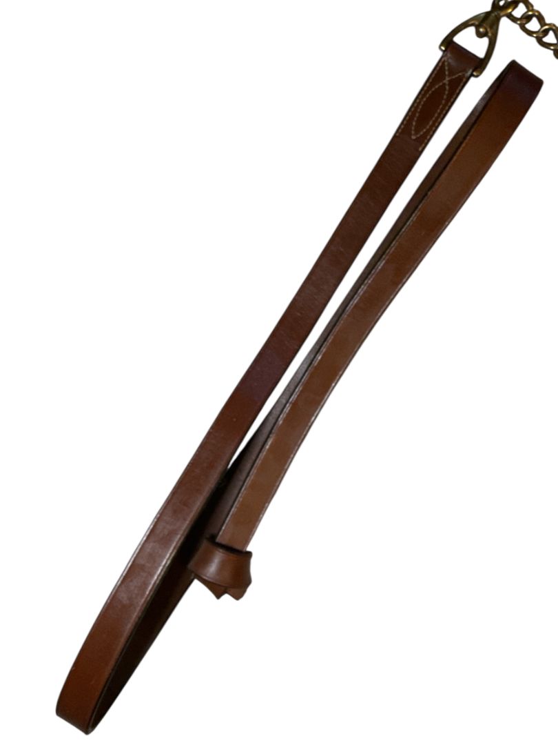 Flat Leather Lead with Stud Chain - 1"