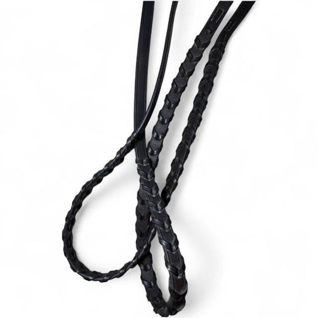 Plymouth Plain Laced Braided Reins by SmartPak- Dark Brown / Horse Size