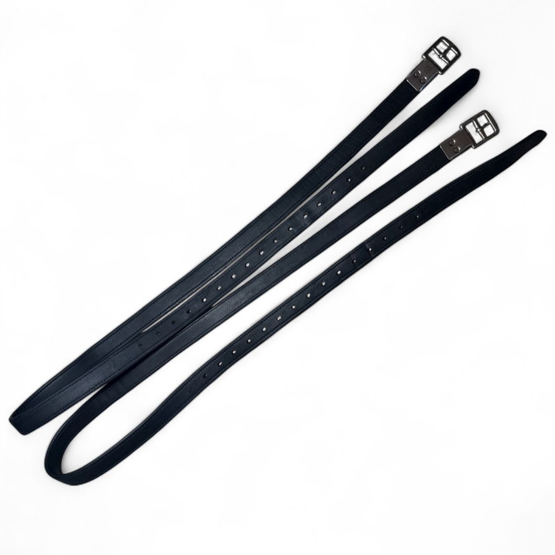Bates Luxe Stirrup Leathers - Black / Size 157 - 58"
