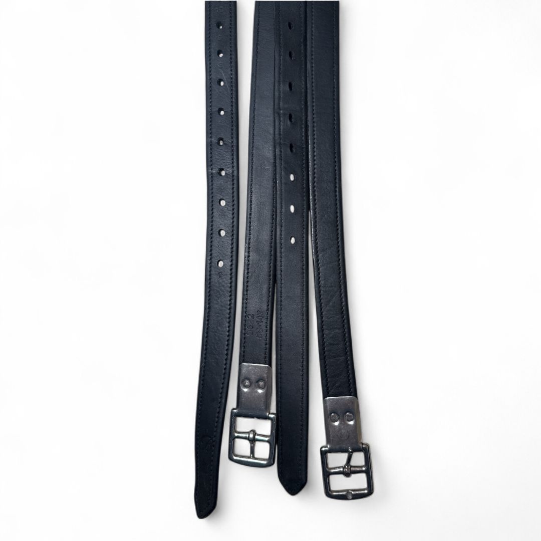 Bates Luxe Stirrup Leathers - Black / Size 157 - 58"