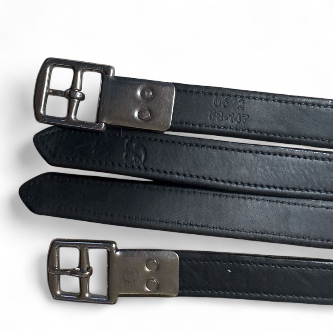 Bates Luxe Stirrup Leathers - Black / Size 157 - 58"