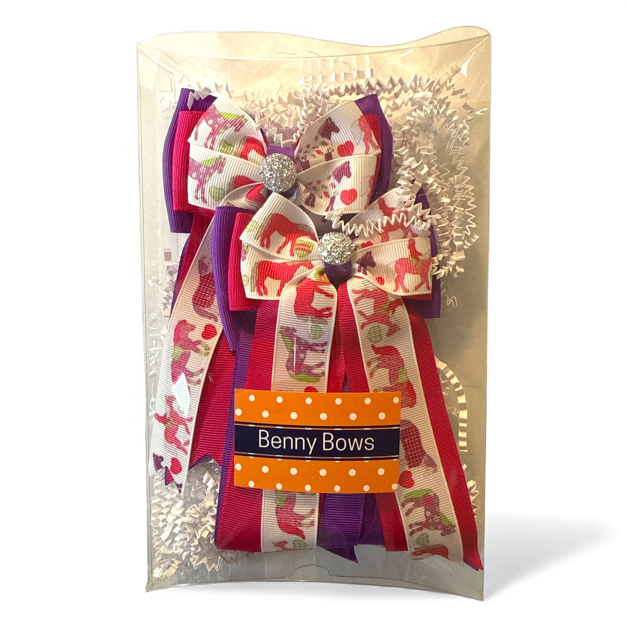 Benny Bows Pink / Purple Pony Show Bows NEW