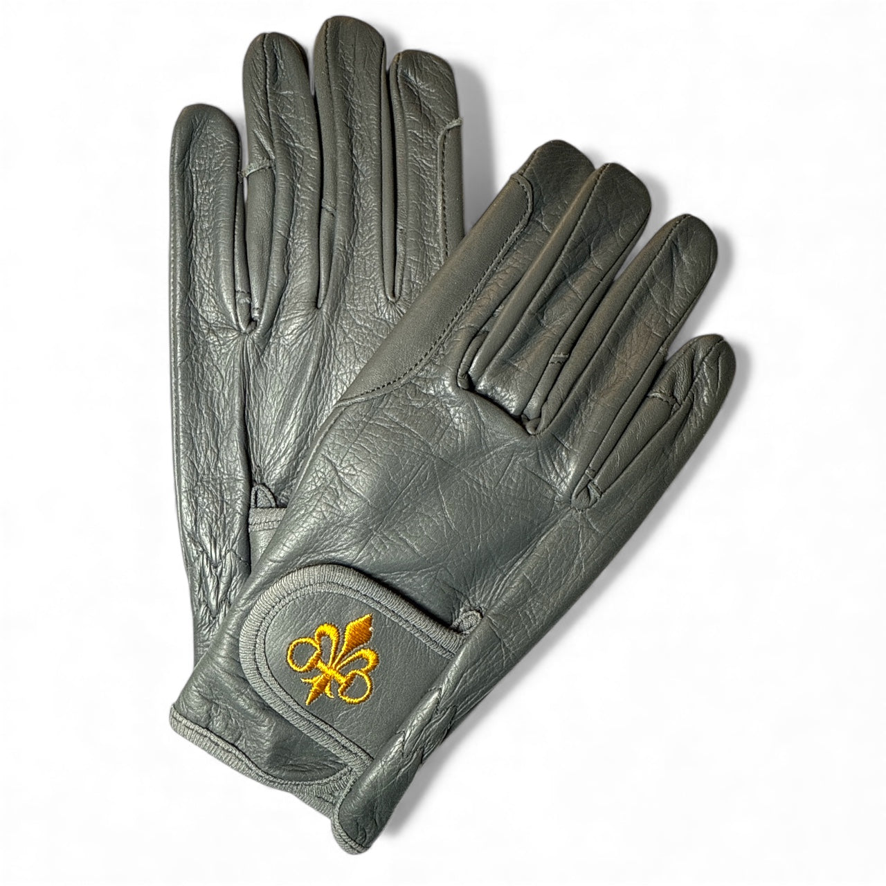 Clovis Classic Leather Le Croc Riding Gloves - Gris Grey - Size 7/8 NEW