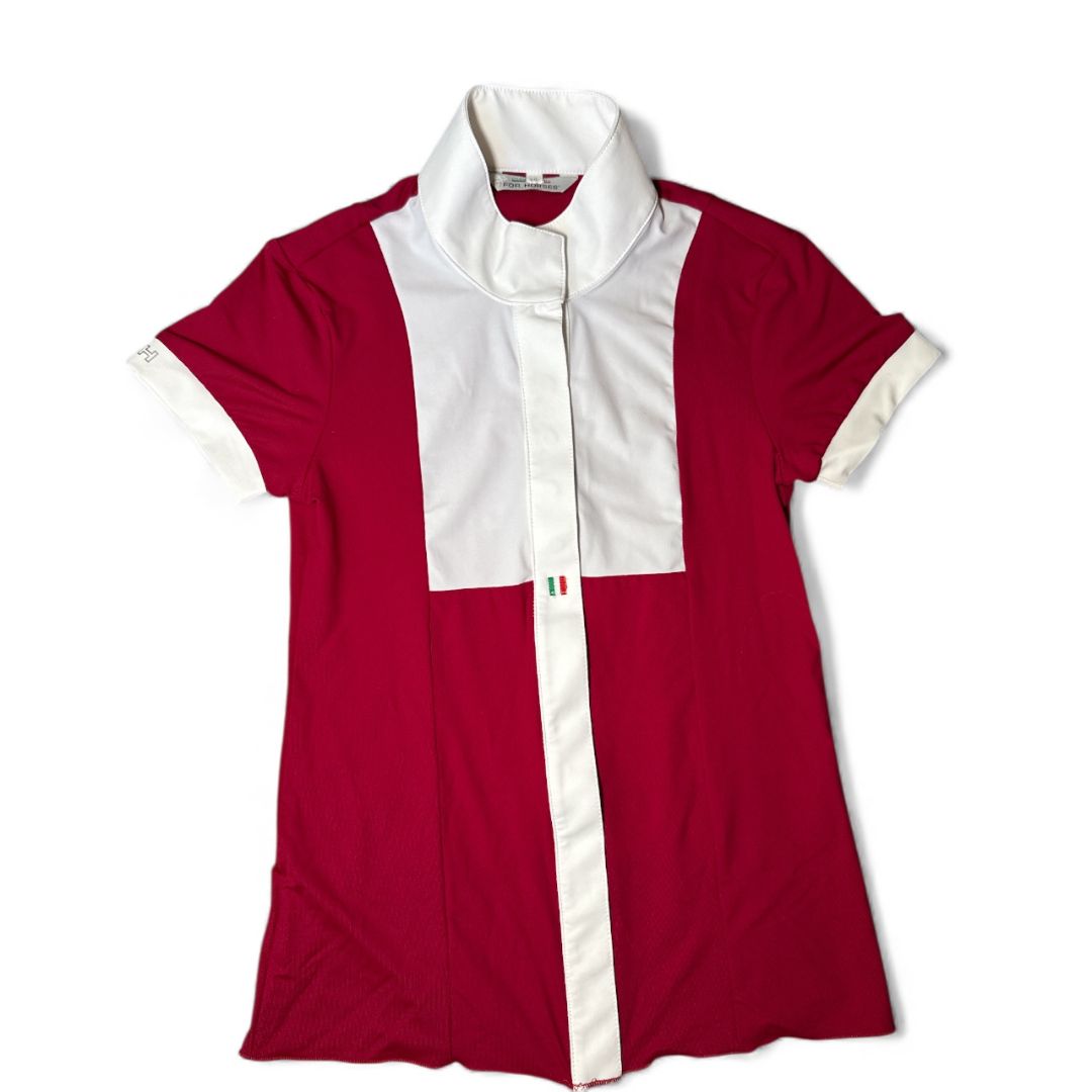 For Horses Arietta Girl's Show Shirt - Rasberry / Size Youth 10