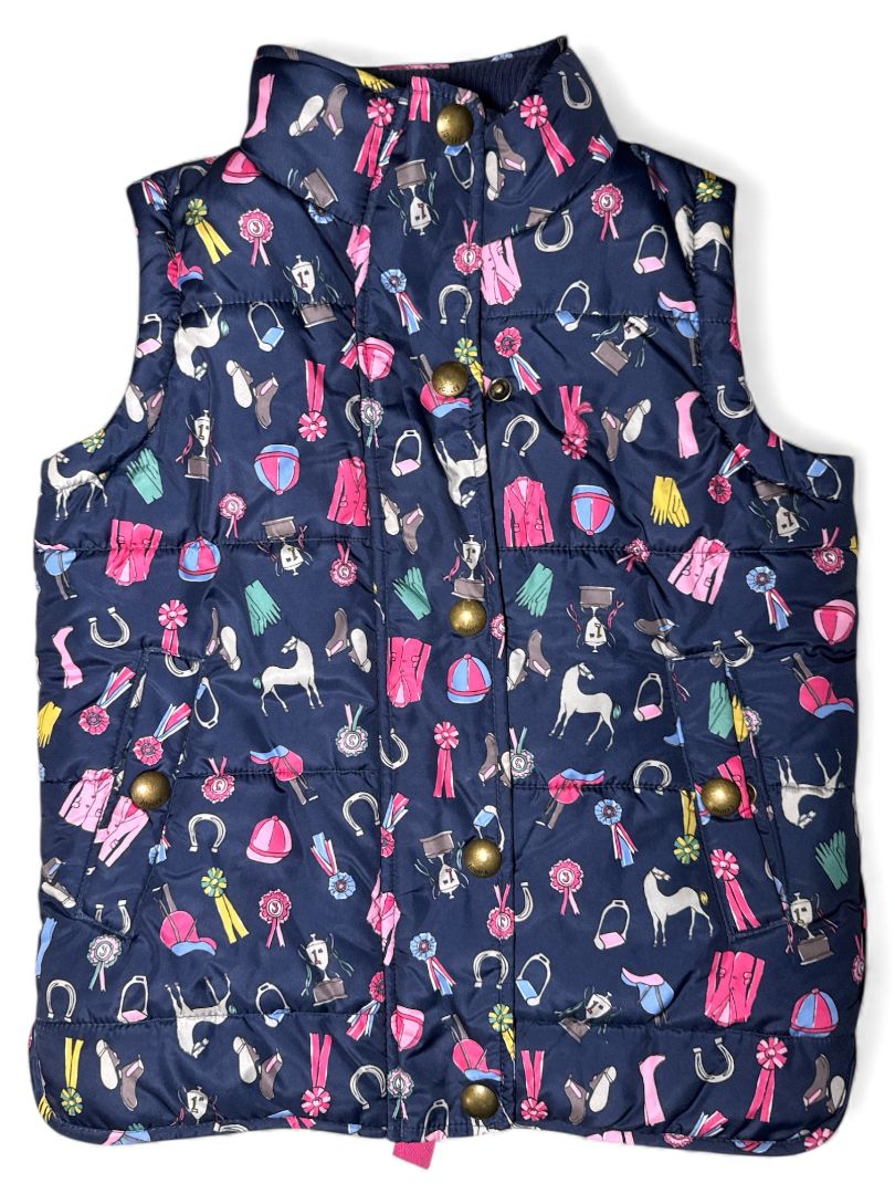 Joules Girl's Horse Theme Puffer Vest - Navy / Size Youth 5