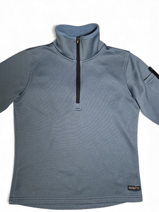 Kerrits Kids Fleece Quarter Zip Top - Blue Grey / Size Medium Youth