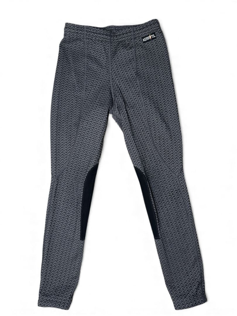 Kerrits Kids Fleece Lite II Knee Patch Riding Tight - Grey / Size Medium Youth