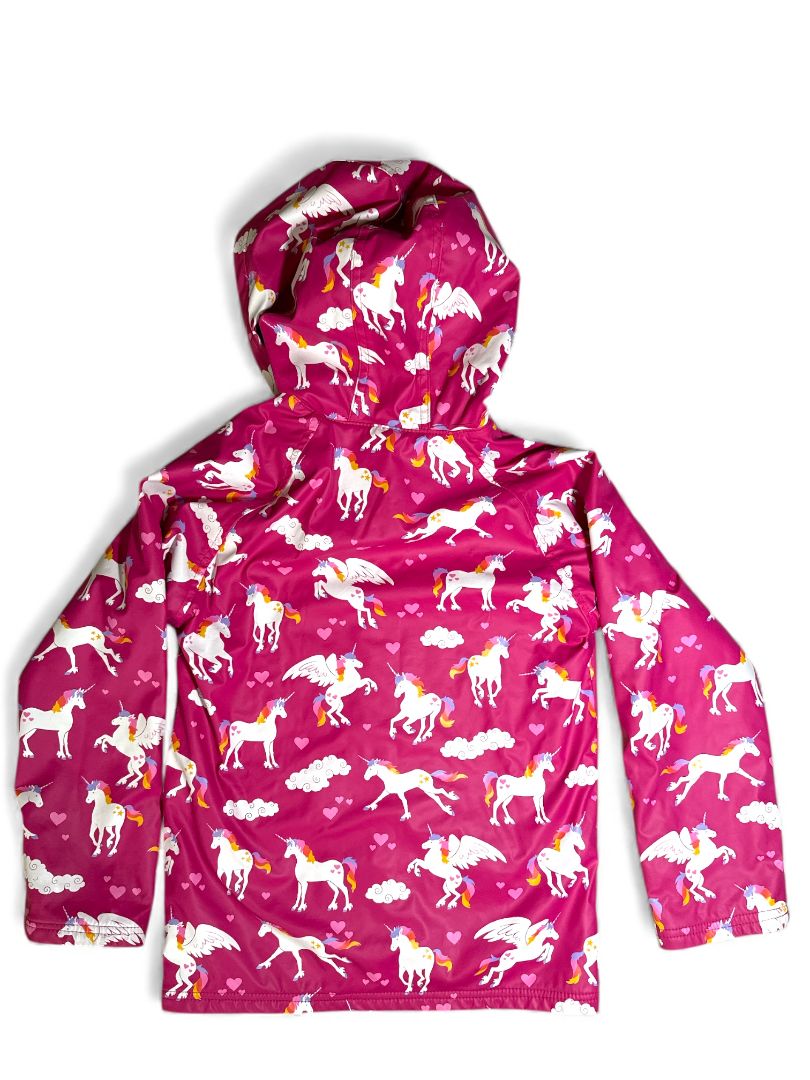 Hatley Girls Unicorn Button-Up Raincoat - Pink / Size 10 Youth