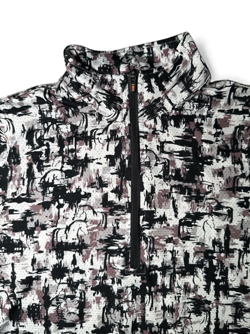Kerrits Kids Ice Fil Short Sleeve Shirt - Abstract Horse Print / Size Medium Youth