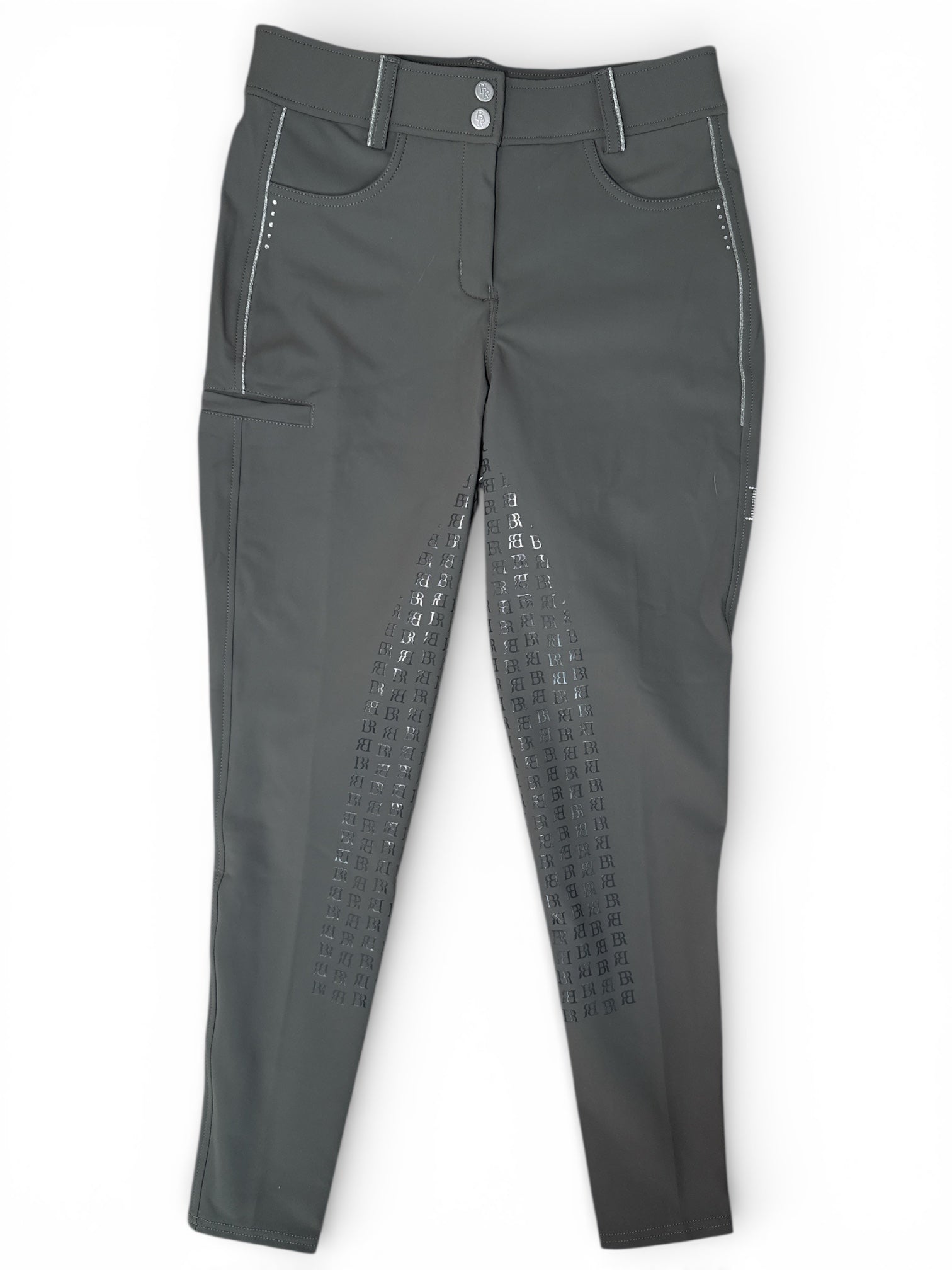 BR Equestrian Dionne Full Grip Seat Breech - Beluga Green / Size US 26 (EU 38) NEW