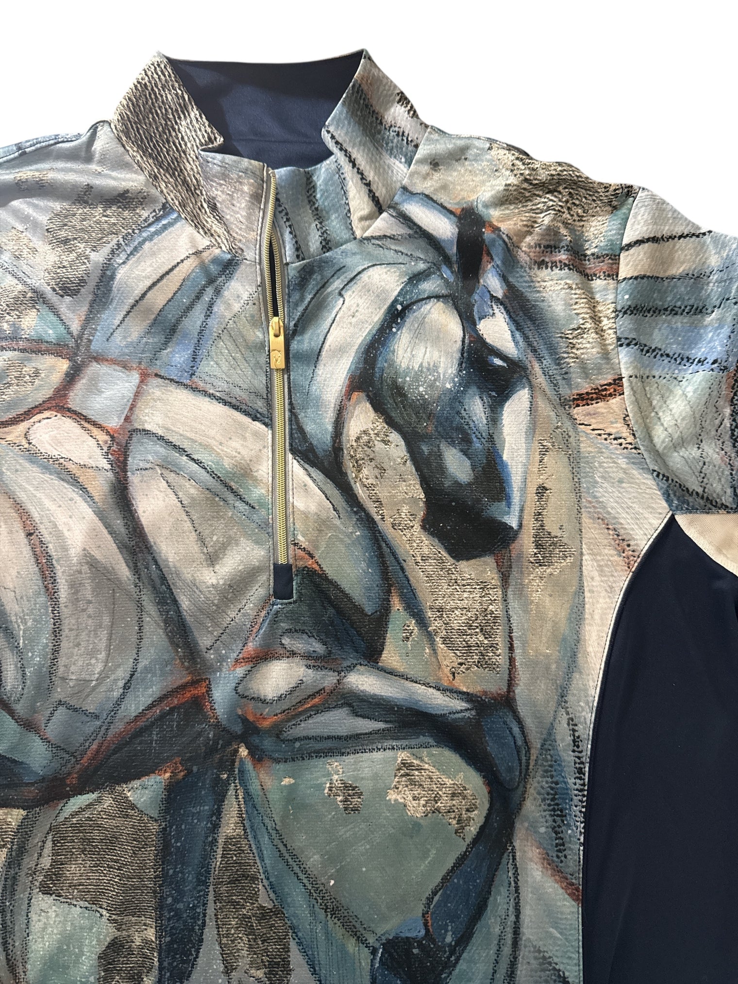 Arista Equestrian Genest Mesh 1/4 Zip Sun Shirt - Once In a Blue Moon / Size XL NEW