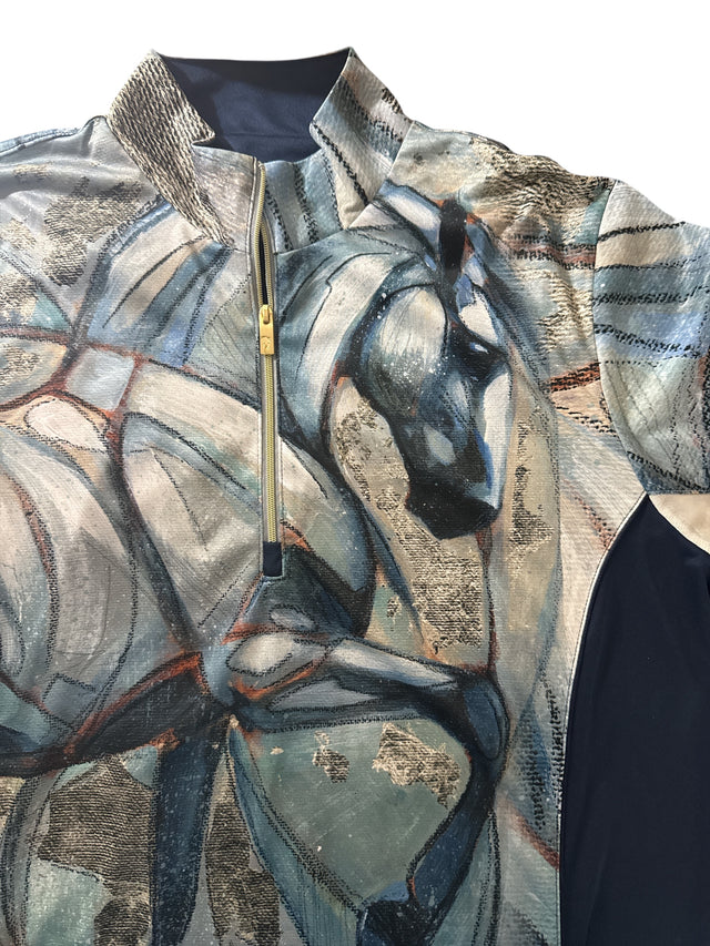 Arista Equestrian Genest Mesh 1/4 Zip Sun Shirt - Once In a Blue Moon / Size XL NEW