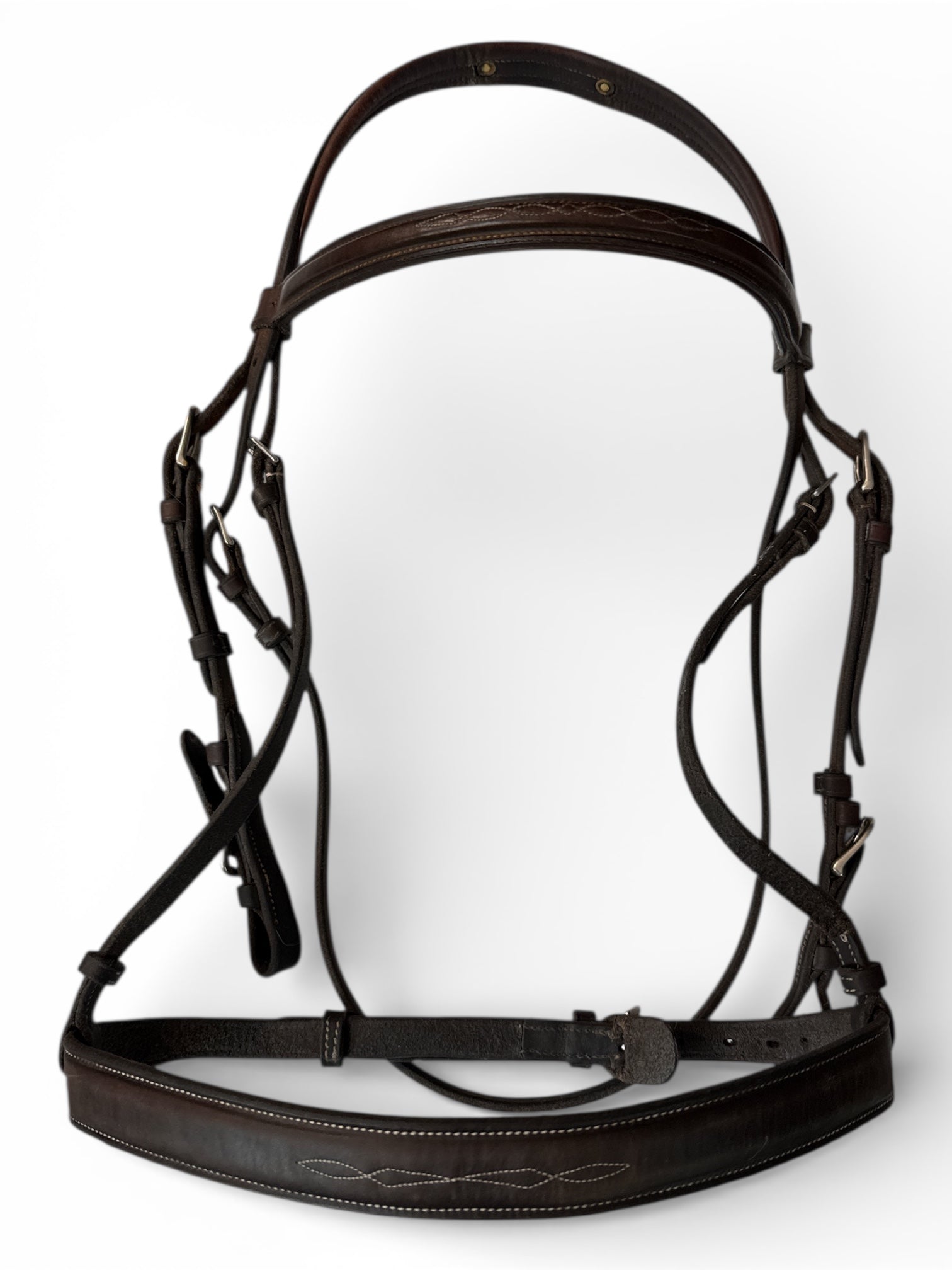 Vespucci Veritas Wide Fancy Stitch Hunter Bridle - Brown (No Reins)