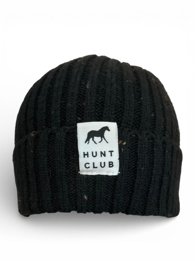 Hunt Club Dappled Wool Blend Beanie Hat - Black / Unisex / One Size NEW