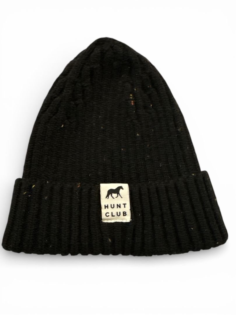 Hunt Club Dappled Wool Blend Beanie Hat - Black / Unisex / One Size NEW