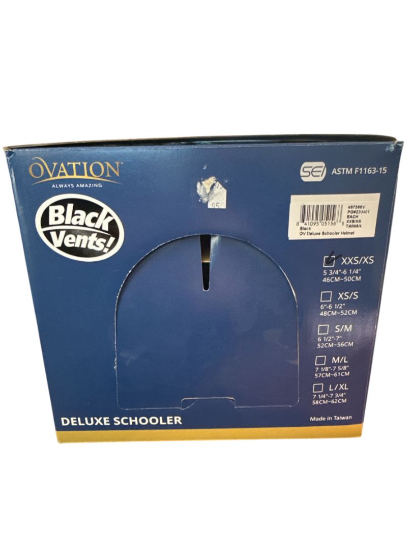 Ovation Deluxe Schooler Helmet - Black Size XXS / XS (5 3/4" - 6 1/4'") NEW