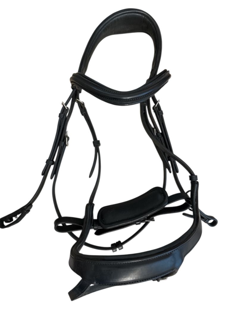 Red Barn Arena Ergonomic Snaffle Dressage Bridle - Black Full Horse Size