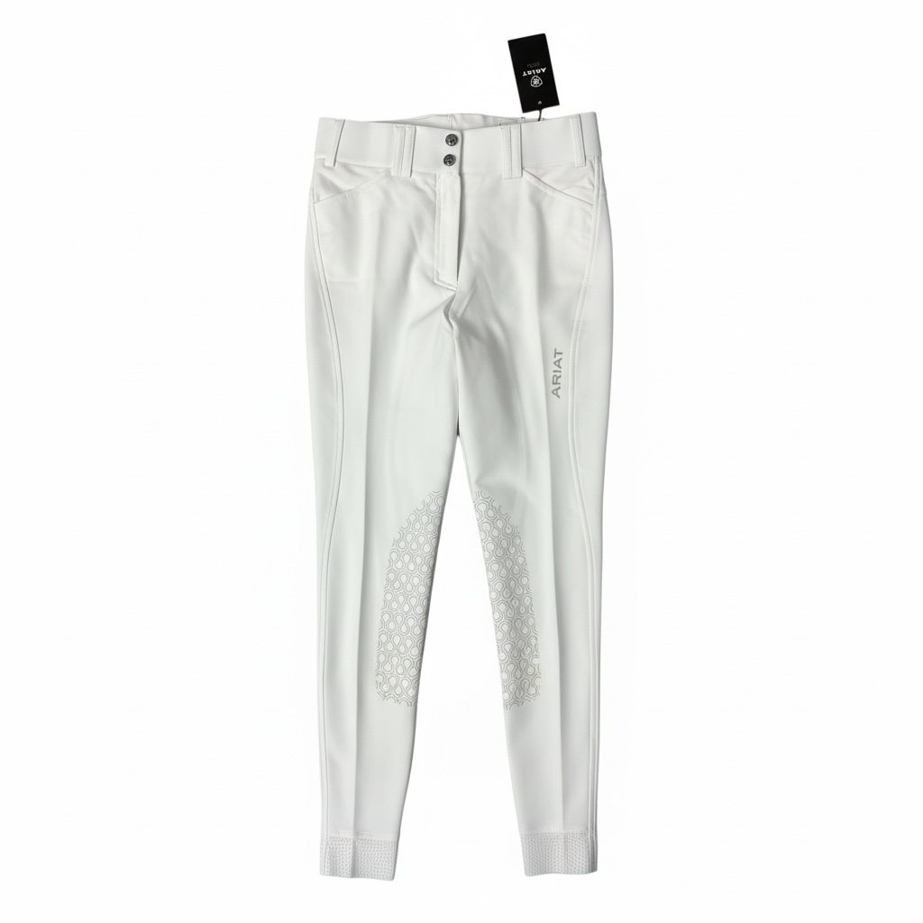 Ariat Pro Series Tri Factor Knee Patch Grip Breech - White / Size US 26 L NEW