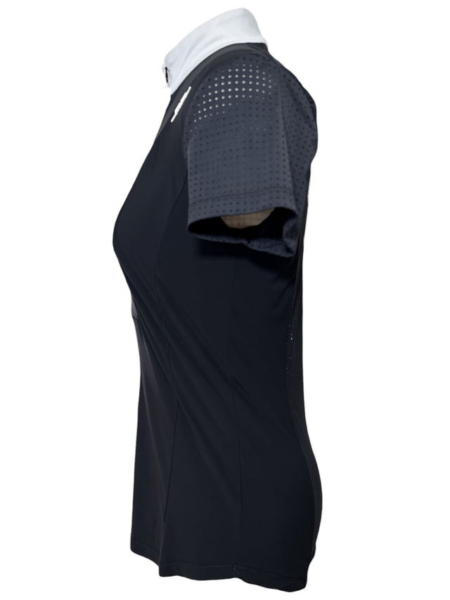 Alessandro Albanese Women's Oliva Short Sleeve Zip Competition Shirt - Black Small