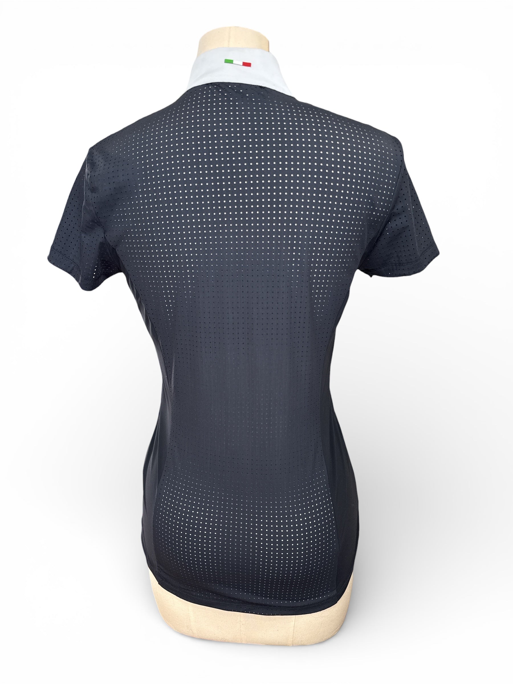 Alessandro Albanese Women's Oliva Short Sleeve Zip Competition Shirt - Black Small
