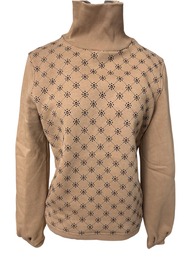 Cavalleria Toscana Women's Orbit Flock Turtleneck Sweatshirt - Beige / Size Medium