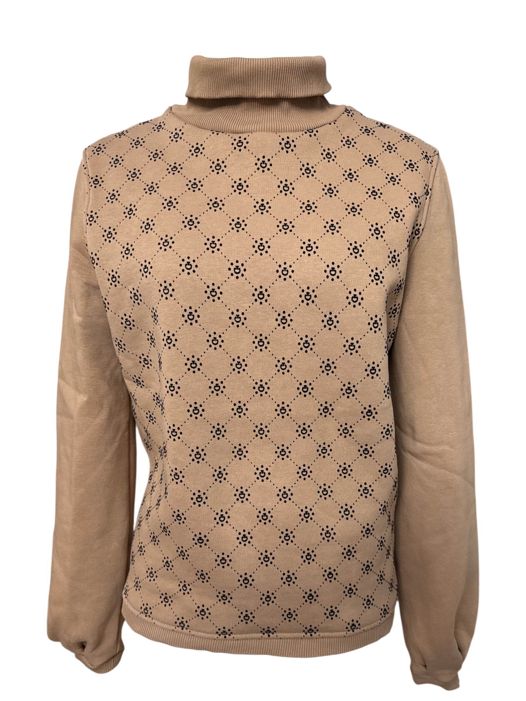 Cavalleria Toscana Women's Orbit Flock Turtleneck Sweatshirt - Beige / Size Medium
