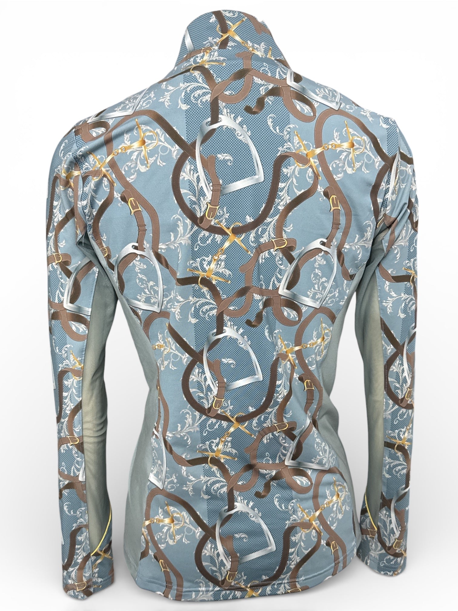 Arista Equestrian Elegance Mesh 1/4 Zip Sun Shirt - Light Verdigris Blue / Size XS