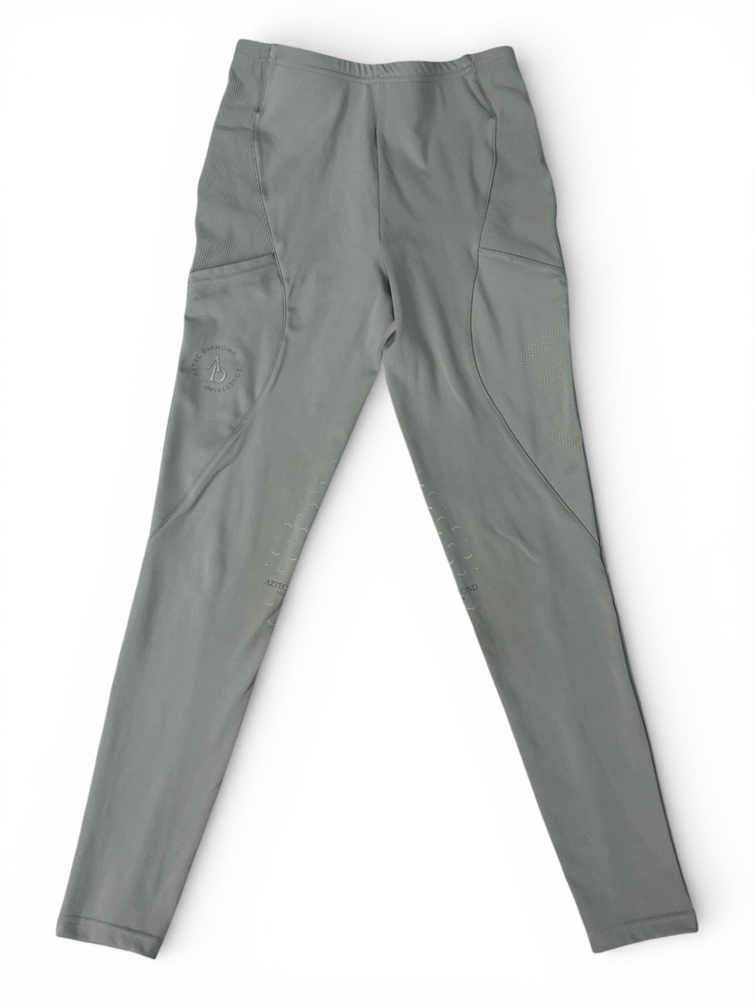 Aztec Diamond Core Riding Leggings Full Seat Grip - Light Silver Grey / Size Small