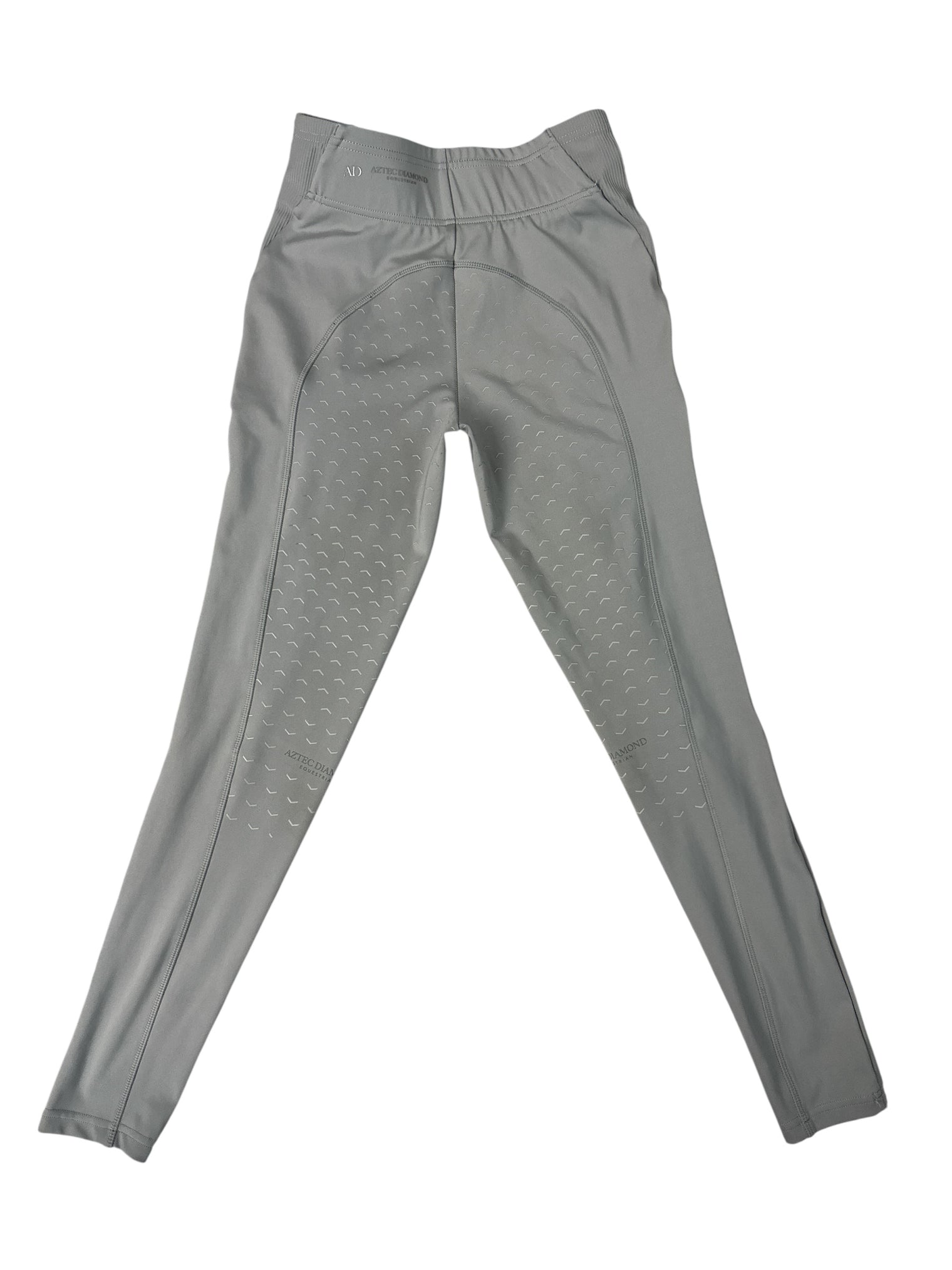 Aztec Diamond Core Riding Leggings Full Seat Grip - Light Silver Grey / Size Small