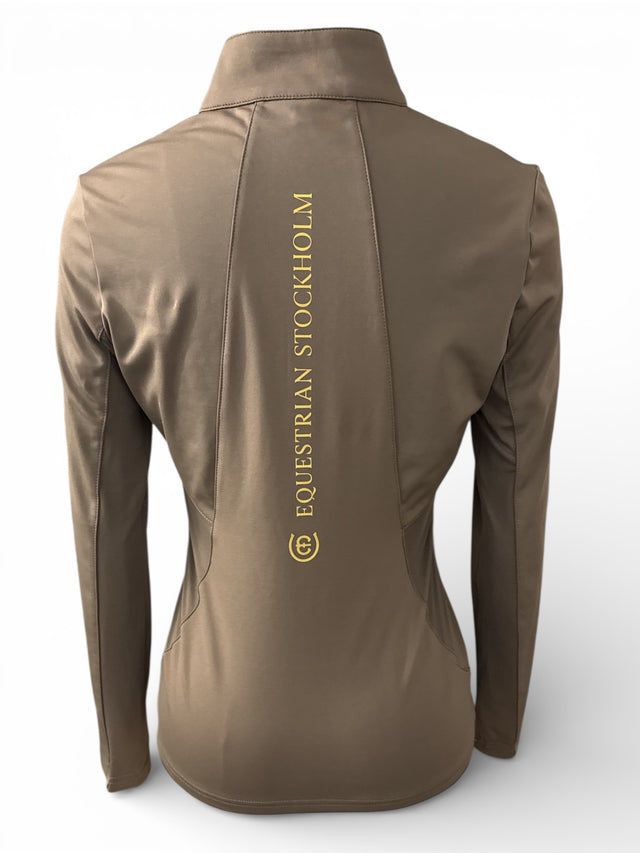 Equestrian Stockholm Long Sleeve Shirt Gold Zipper - Champagne Brown / Size Small