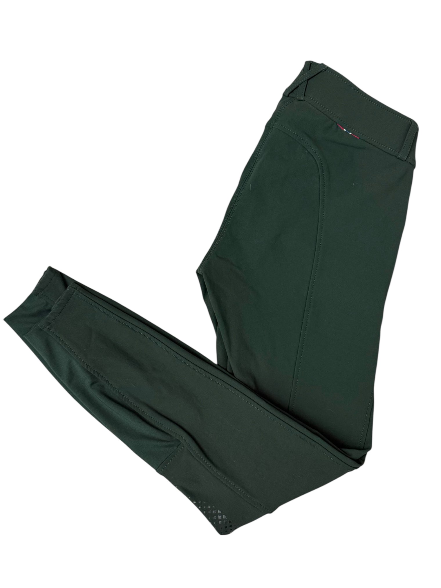 Horze Grand Prix Silicone Knee Patch Breeches - Scarab Green / Size US 24