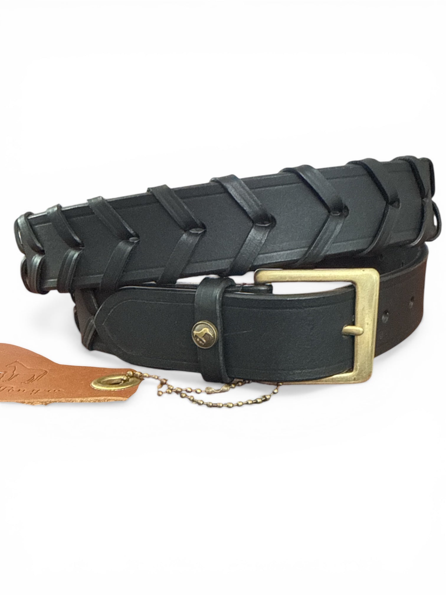Pup & Pony Co. Laced Leather Hickstead Belt - Black / Size Large NEW