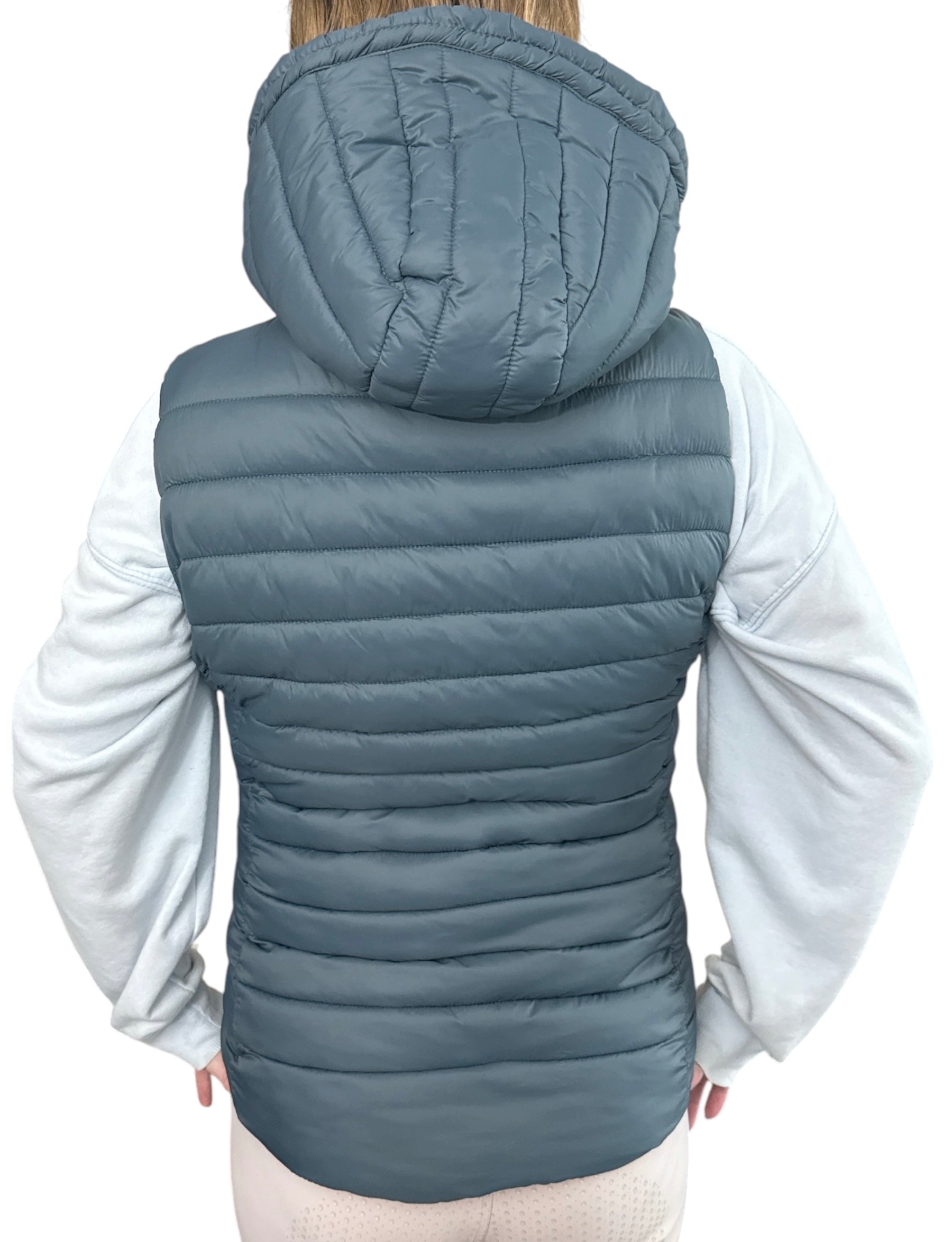 LeMieux Rose Hooded Puffer Gilet / Vest - Petrol Size US 4 (EU 36)