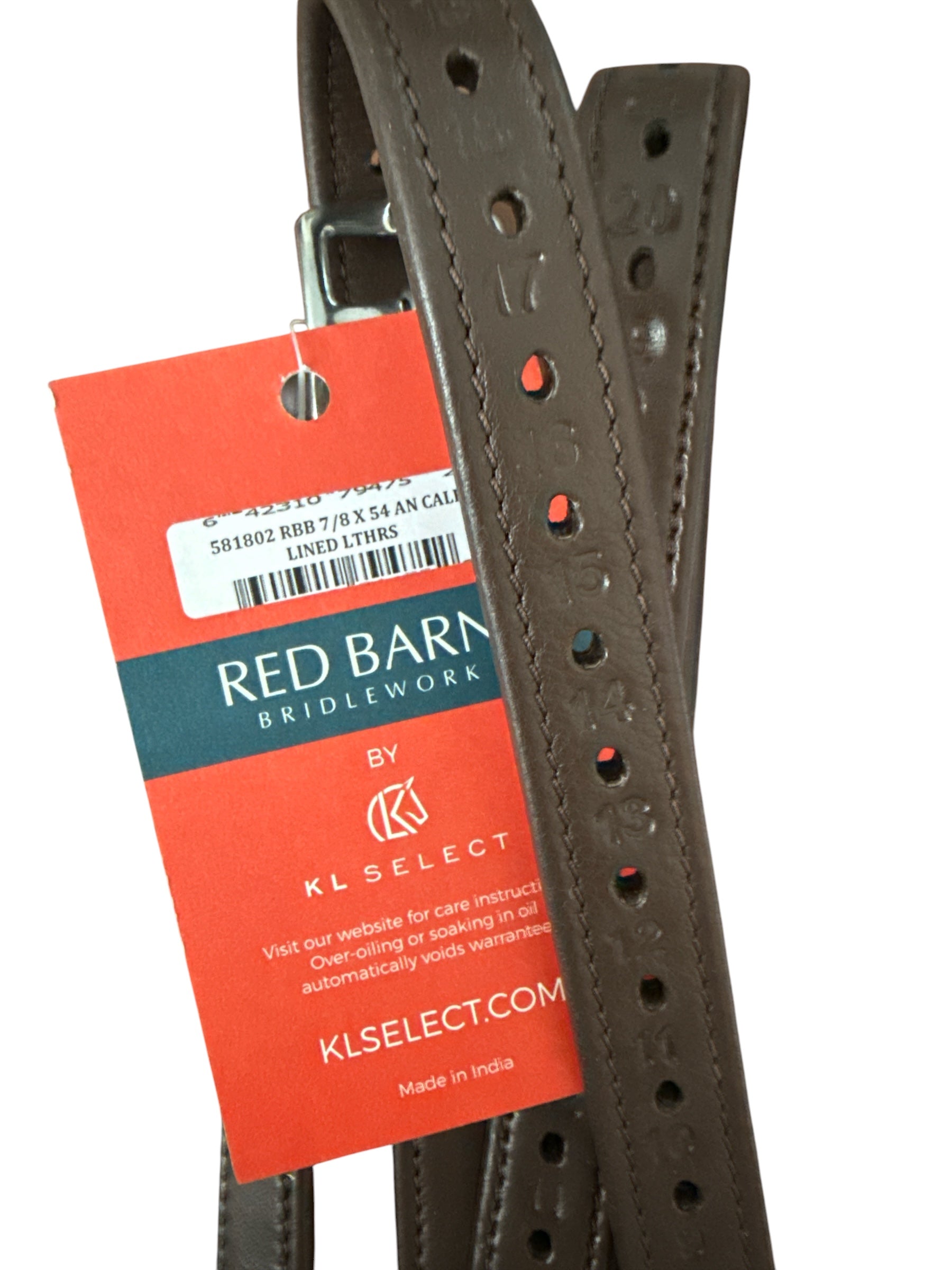 Red Barn by KL Select Calf Lined Stirrup Leathers - 54" / Australian Nut NEW