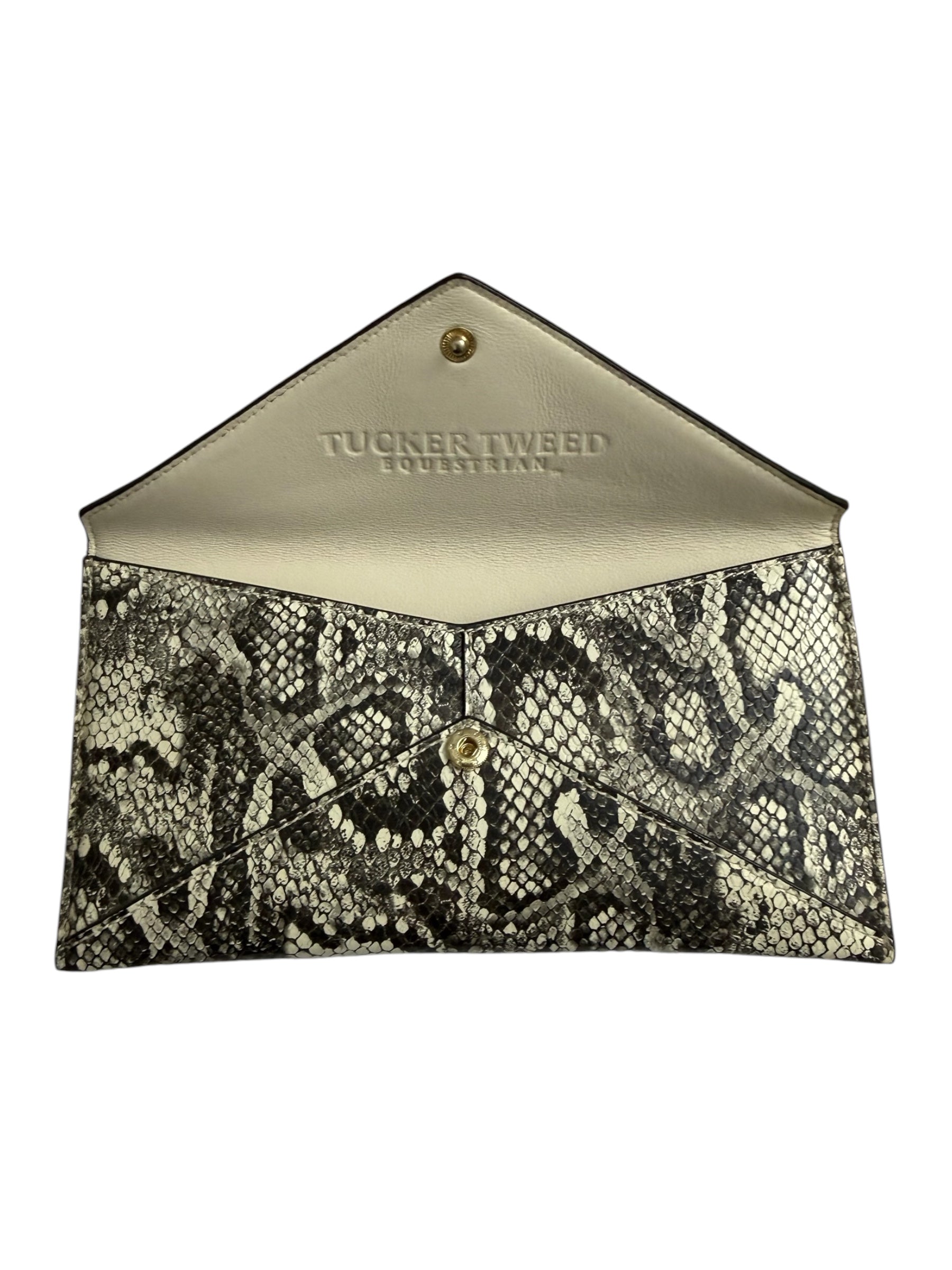 Tucker Tweed Equestrian TCor De Star Clutch - Black & White Snakeskin NEW