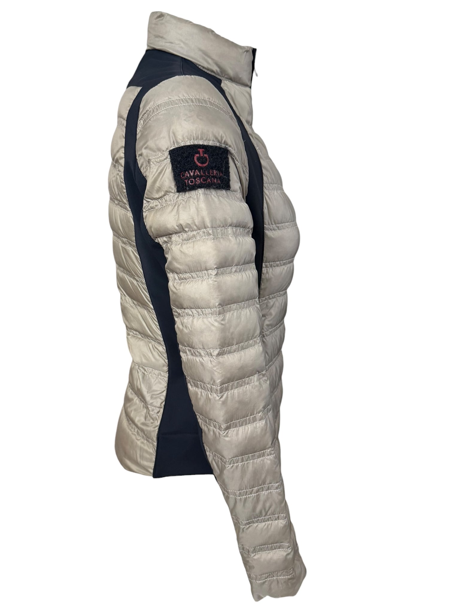 Cavalleria Toscana Women's Down Puffer Fitted Jacket- Tan / Size Medium