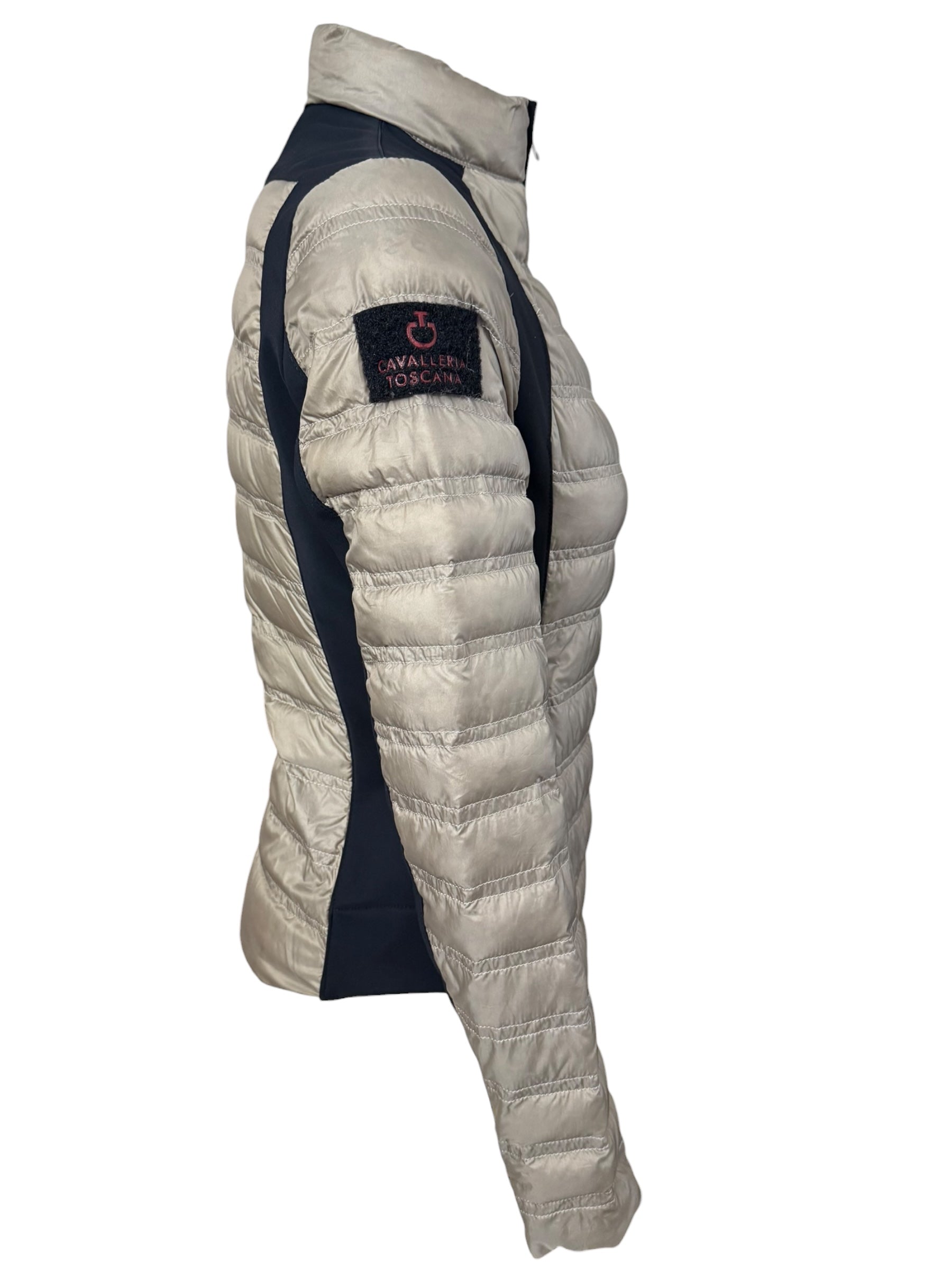 Cavalleria Toscana Women's Down Puffer Fitted Jacket- Tan / Size Medium