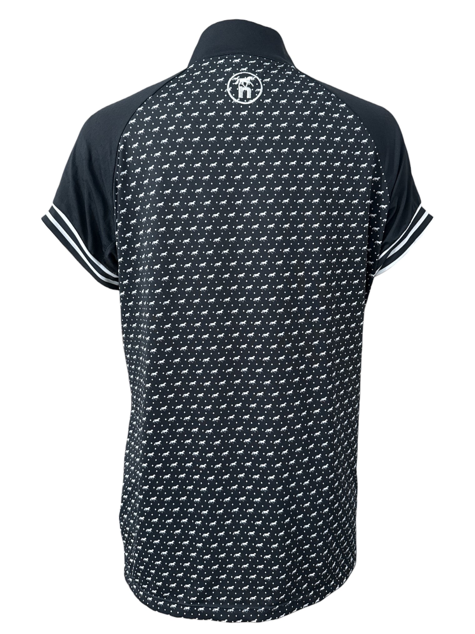 Novella Equestrian Horse Print Sun Shirt Top - Black/ Size Large