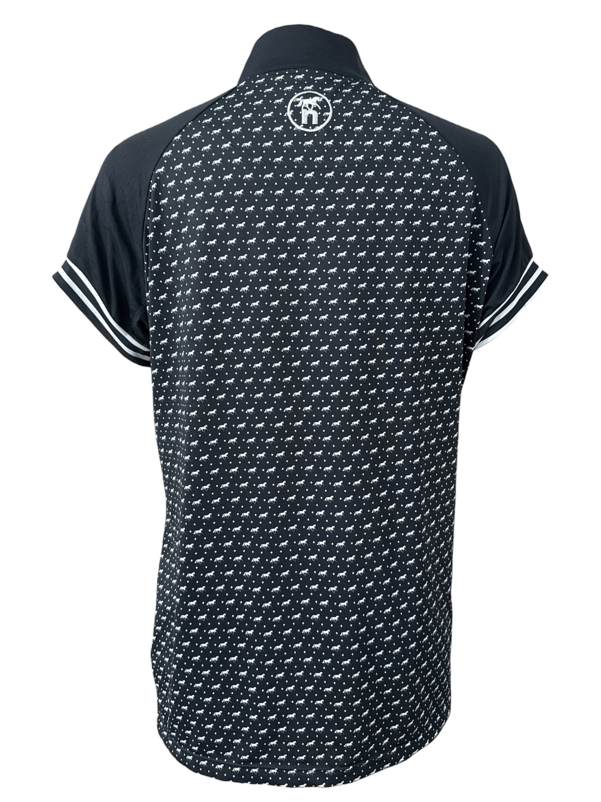 Novella Equestrian Horse Print Sun Shirt Top - Black/ Size Large