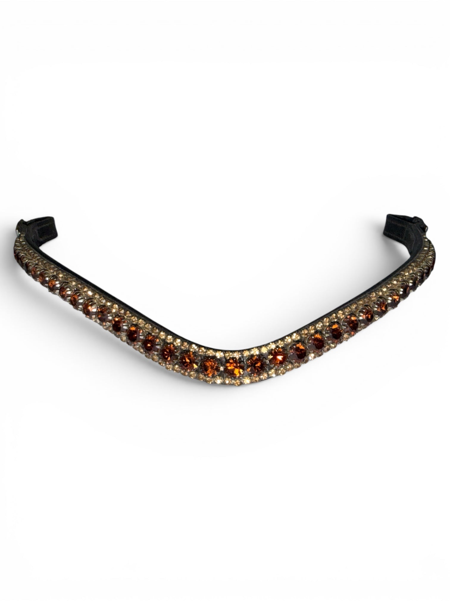 PS of Sweden Topaz Crystal Browband - Brown Leather / Full Size