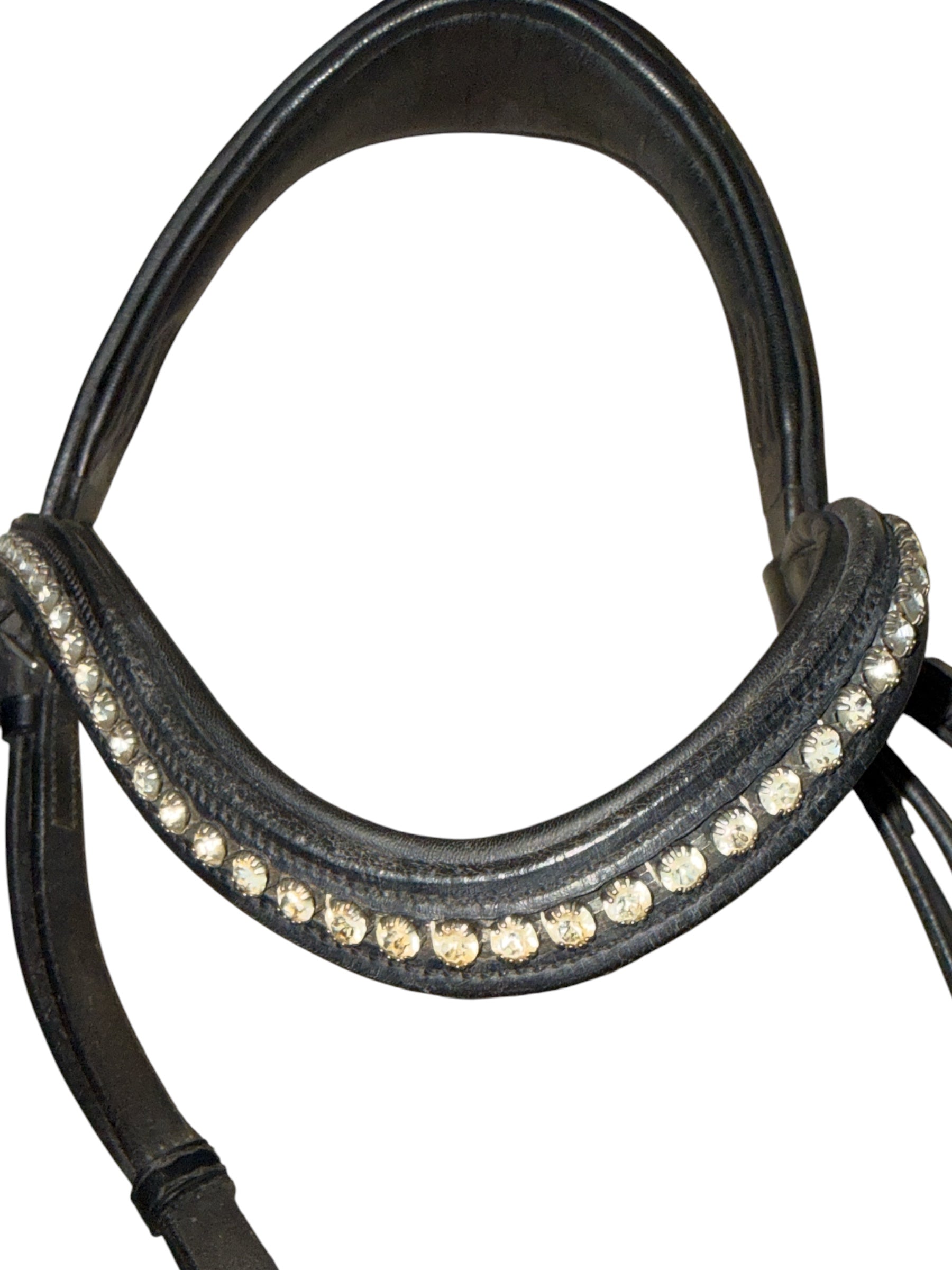 Red Barn by KL Select Arena Ergonomic Snaffle Bridle Crystal Browband - Black / Full Size