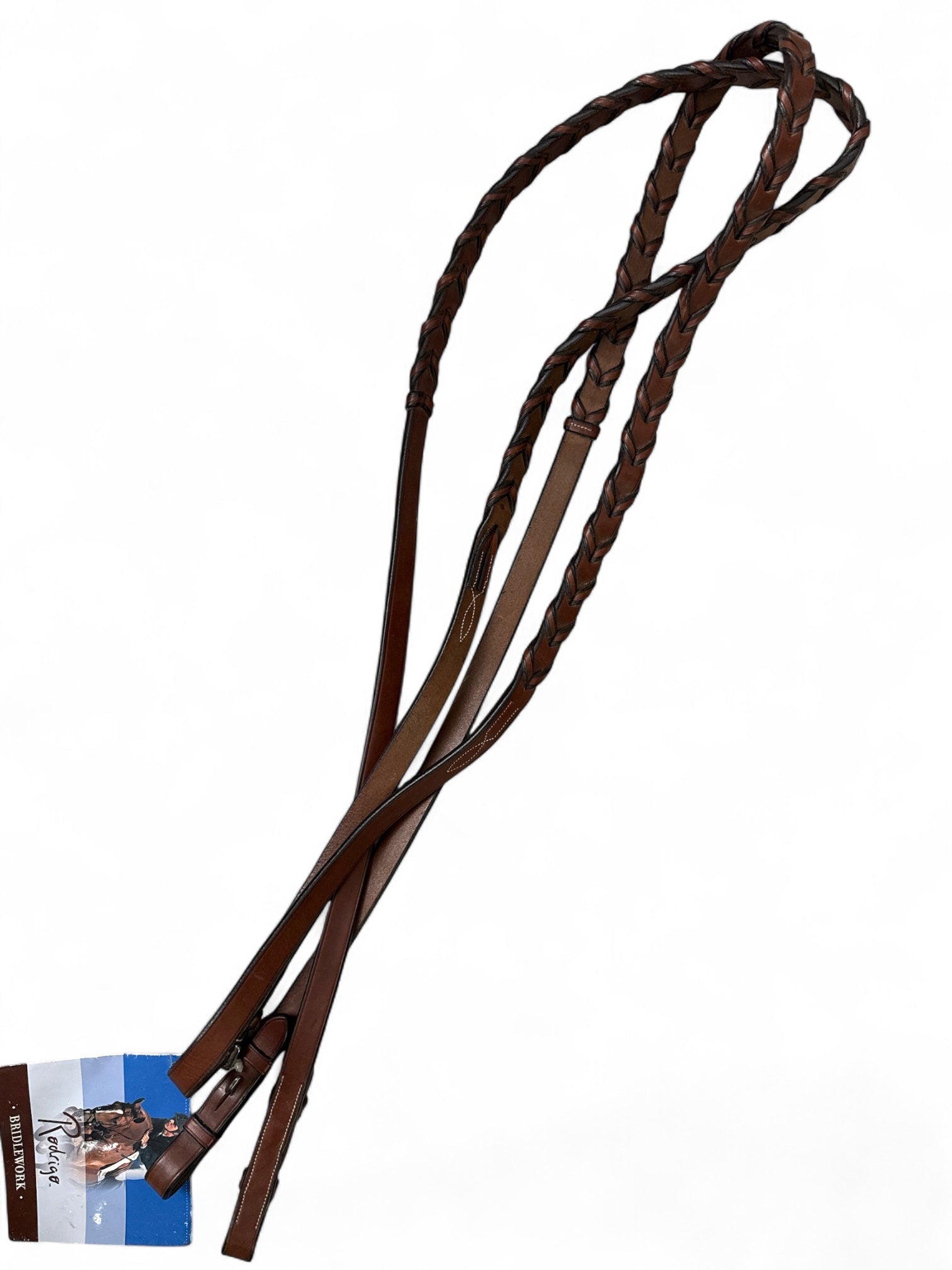 Rodrigo Pessoa Braided Laced Reins 5/8" - Medium Brown NEW