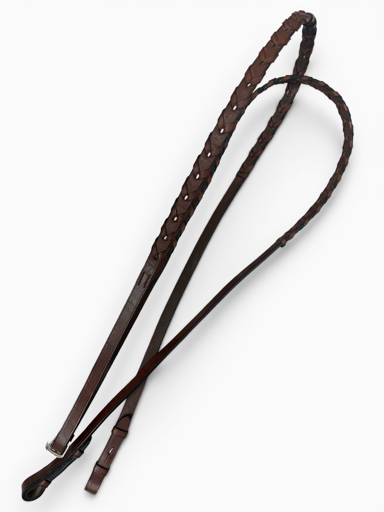 Flat Laced Leather Reins 5/8" - Medium Brown / Full Horse Size New