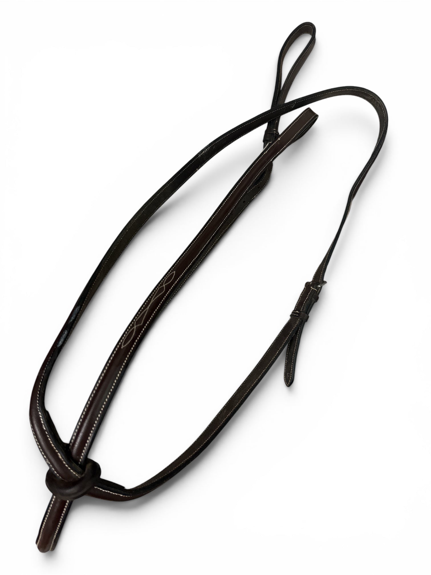 Fancy Stitched Raised Leather Standing Martingale - Brown / Full Horse Size