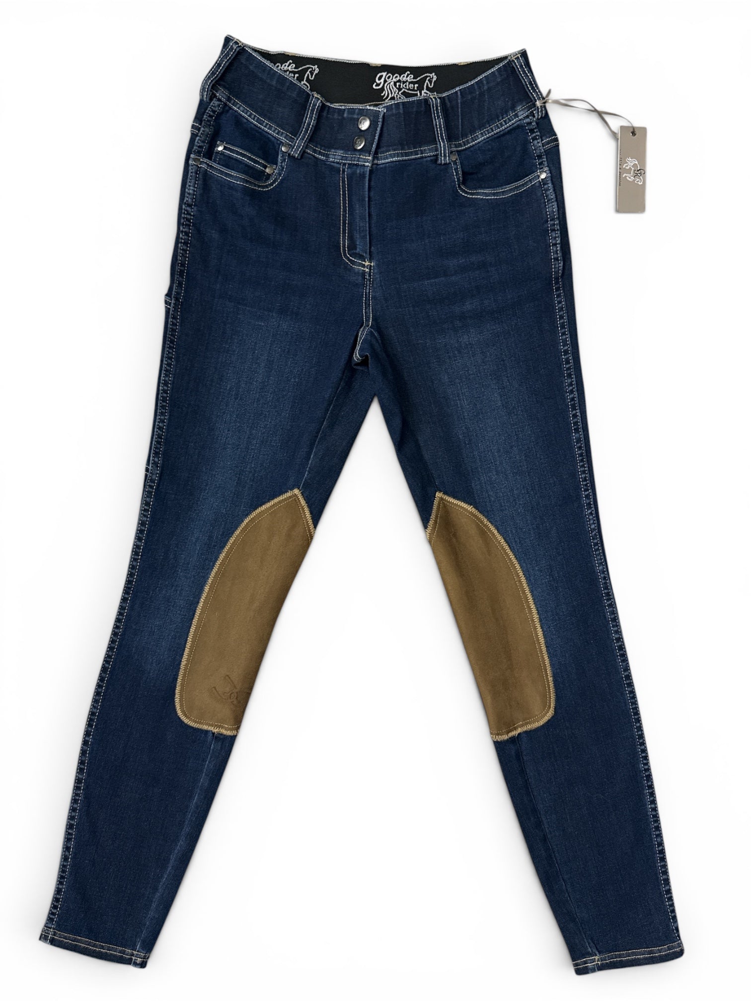 Goode Rider Equestrian Jean / Denim Breech Knee Patch Mid Rise - Vintage Wash / Size 28 R NEW