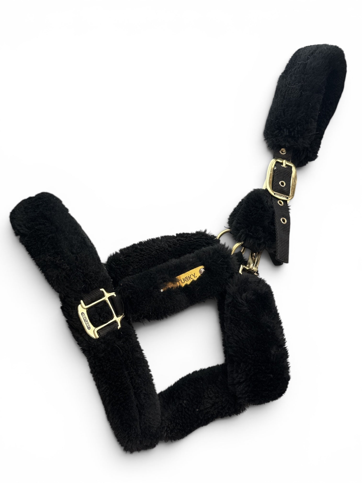 Kentucky Horsewear Faux Sheepskin Shipping Halter - Black / Full Size
