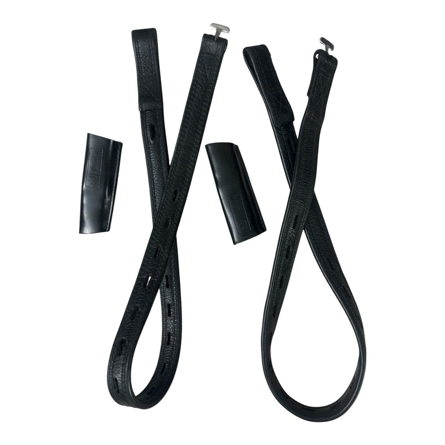 Prestige Ideal Non-Stretch Stirrup Leathers - Black / Size Medium (75 CM)