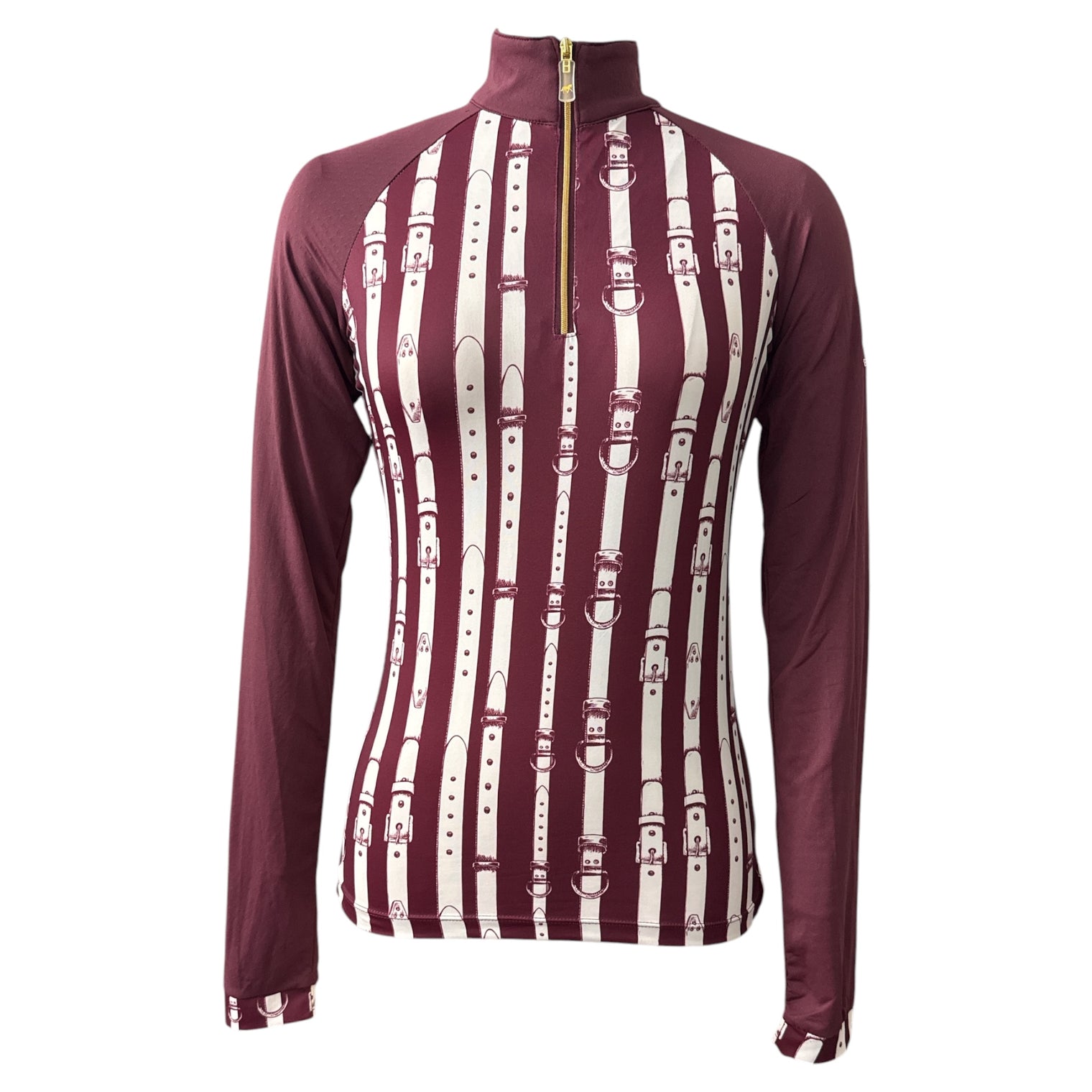 Novella Equestrian Luna Sun Shirt Top - Burgundy / Size XXS