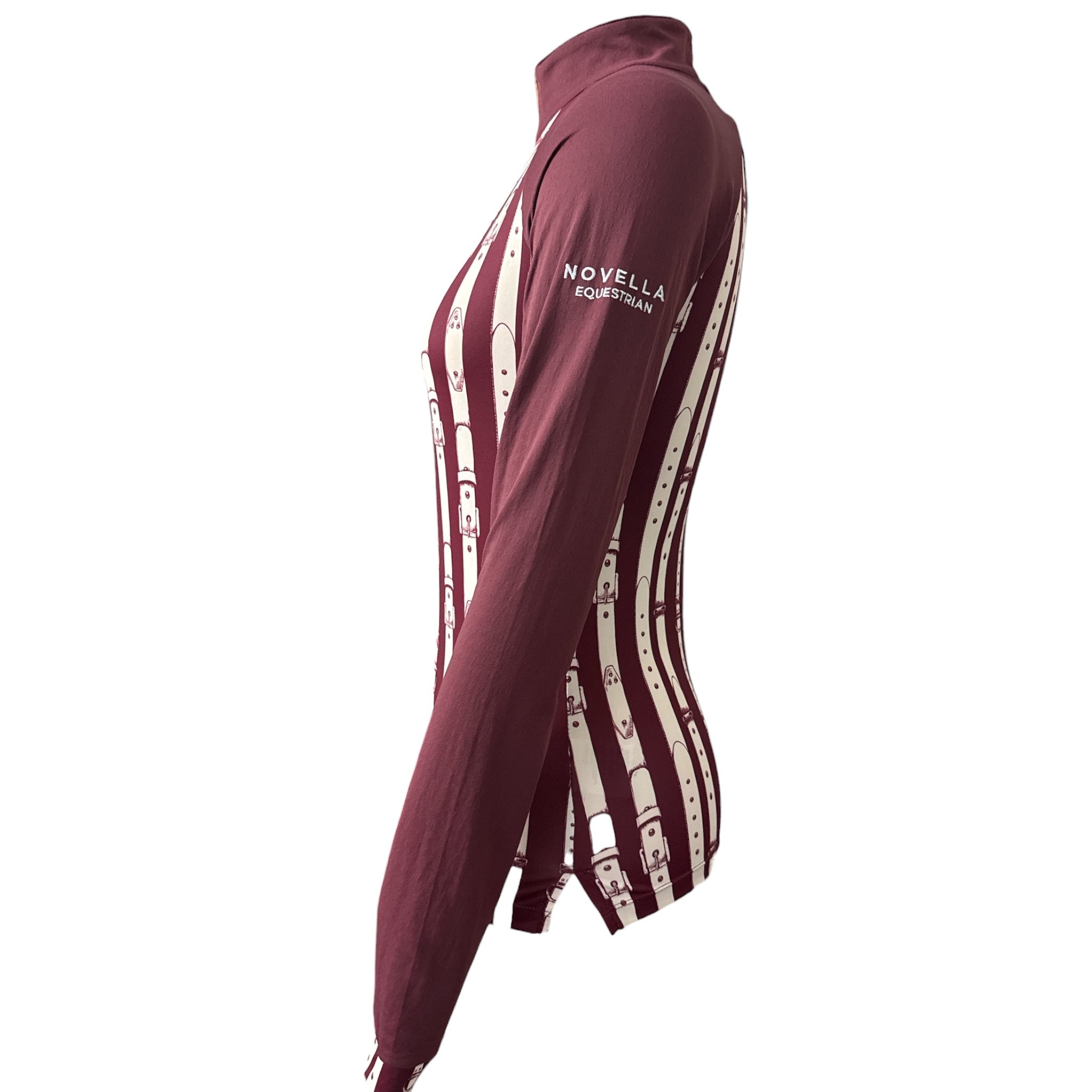 Novella Equestrian Luna Sun Shirt Top - Burgundy / Size XXS